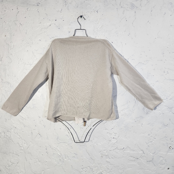 TONET Carella minimalist  neutral zip up cardigan sweater size 42 EU 6 US - Picture 2 of 15